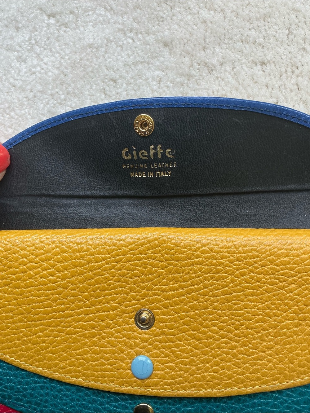 VINTAGE DESIGNER GIEFFE MULTI POCKET PEBBLED TRAVEL ENVELOPE WALLET - Picture 8 of 16